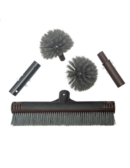 Cepillo reforzado largo con extremos cepillos redondos fijación mediante clip Aquapool