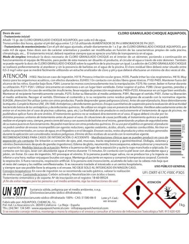 CLORO CHOQUE GRANULADO Aquapool Disolución Rápida