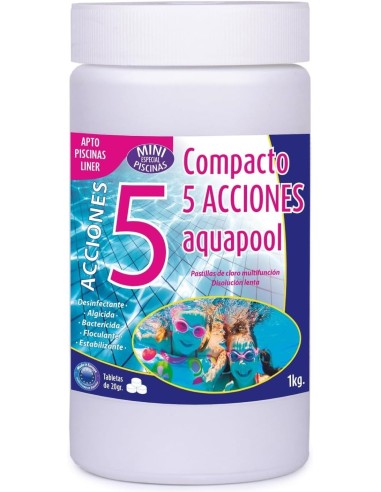 Cloro compacto 5 acciones Aquapool para piscina