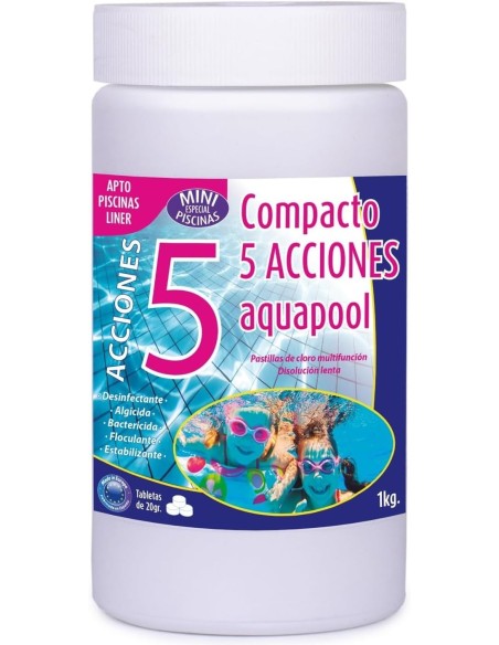 Cloro compacto 5 acciones Aquapool para piscina