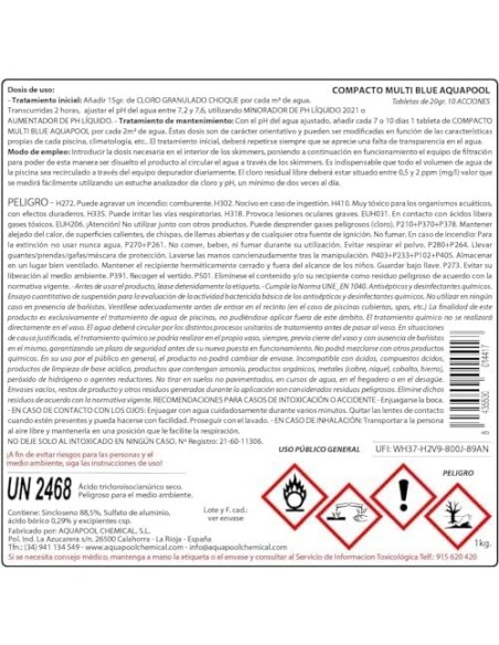 COMPACTO MULTI BLUE AQUAPOOL (20 gr)