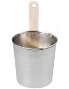 Cubo de acero inoxidable capacidad 5 litros con mango de madera para sauna 2