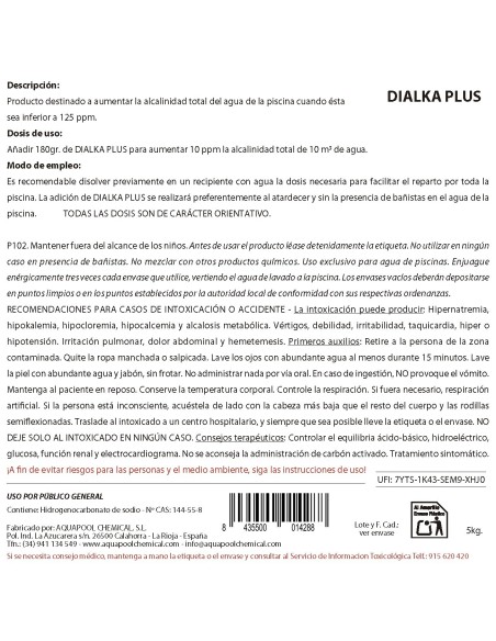 DIALKA PLUS Incrementador de alcalinidad para piscinas y spa