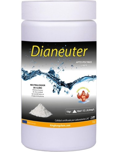 Dianeuter producto que elimina el exceso de cloro residual en el agua de la piscina.