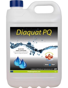 Diaquat PQ algicida triple acción para piscinas con efecto clarificante. Incompatible con piscinas liner.