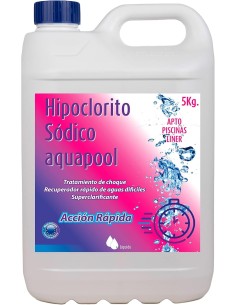 Hipoclorito sódico líquido para obtener una cloración rápida y mantenimiento agua de tu piscina.