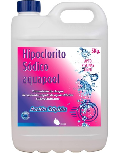 Hipoclorito sódico líquido para obtener una cloración rápida y mantenimiento agua de tu piscina.