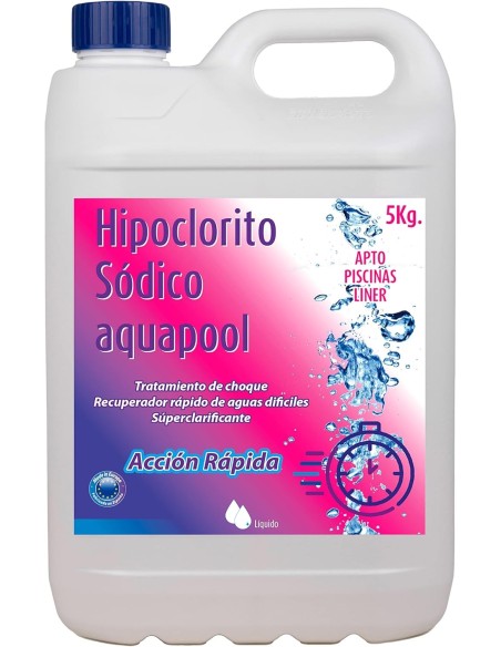 Hipoclorito sódico líquido para obtener una cloración rápida y mantenimiento agua de tu piscina.
