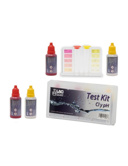 Pack test kit análisis de cloro y pH formato líquido más recambio.