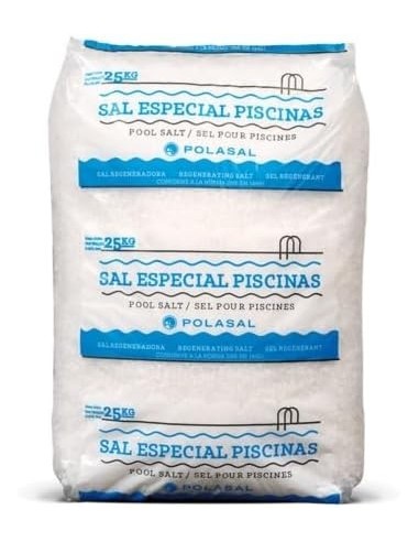 Sal especial para piscinas de la marca Polasal saco 25 kg.