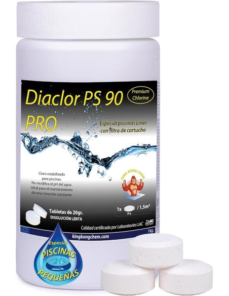 Diaclor PS 90 PRO pastillas de cloro sin floculante para tu piscina.